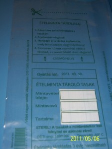 ételminta tároló tasak